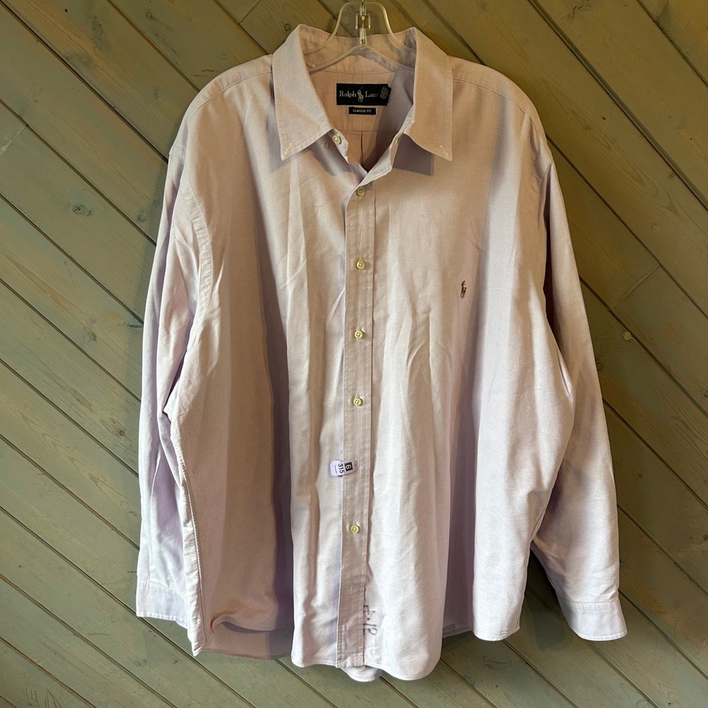 Ralph Lauren Mens 2XB Big Classic Fit Oxford Shirt Lavender‎ Purple Long Sleeve